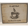 ☕ Plaque Déco "Le café d'abord" – Style Vintage & Humour - Imprimée en 3D
