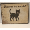 🐾 Plaque Déco "Bienvenue chez mon chat" – Style Vintage - Imprimée en 3D