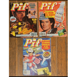 3 Pif magazines - Indiana Jones Bd Pif + intégrale - N°1073-1074-1075 - Année 1989 - Vintage