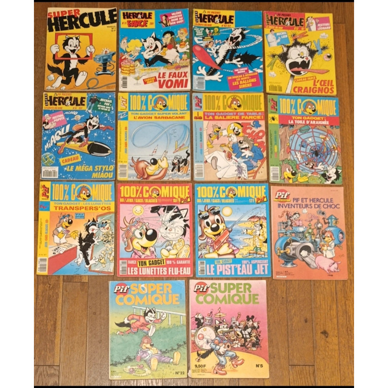 Lot de 14 Anciens Magazines Pif et Hercule Vintage