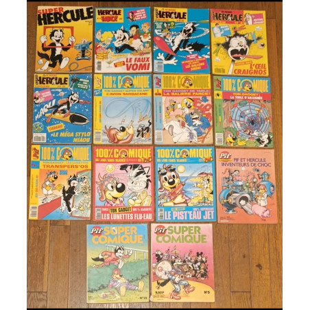 Lot de 14 Anciens Magazines Pif et Hercule Vintage